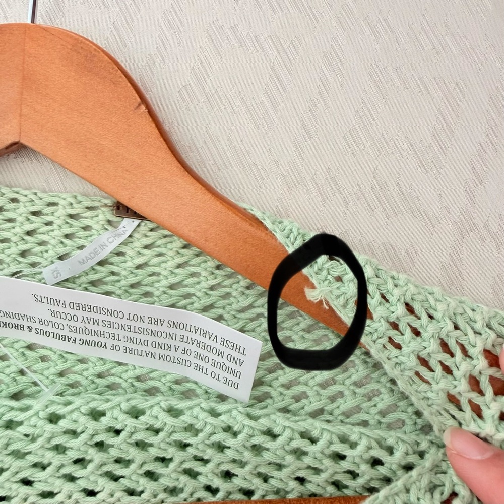 New Young Fabulous & Broke Santorini Green Crochet Maxi Dress Beach Cover Up XS - Picture 9 of 9